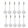 Xiaoyztan White Resin Cube Base Alligator Clip Note Card Table Stand Holder For Wedding Party Or Meeting Displaying Alligator Cl