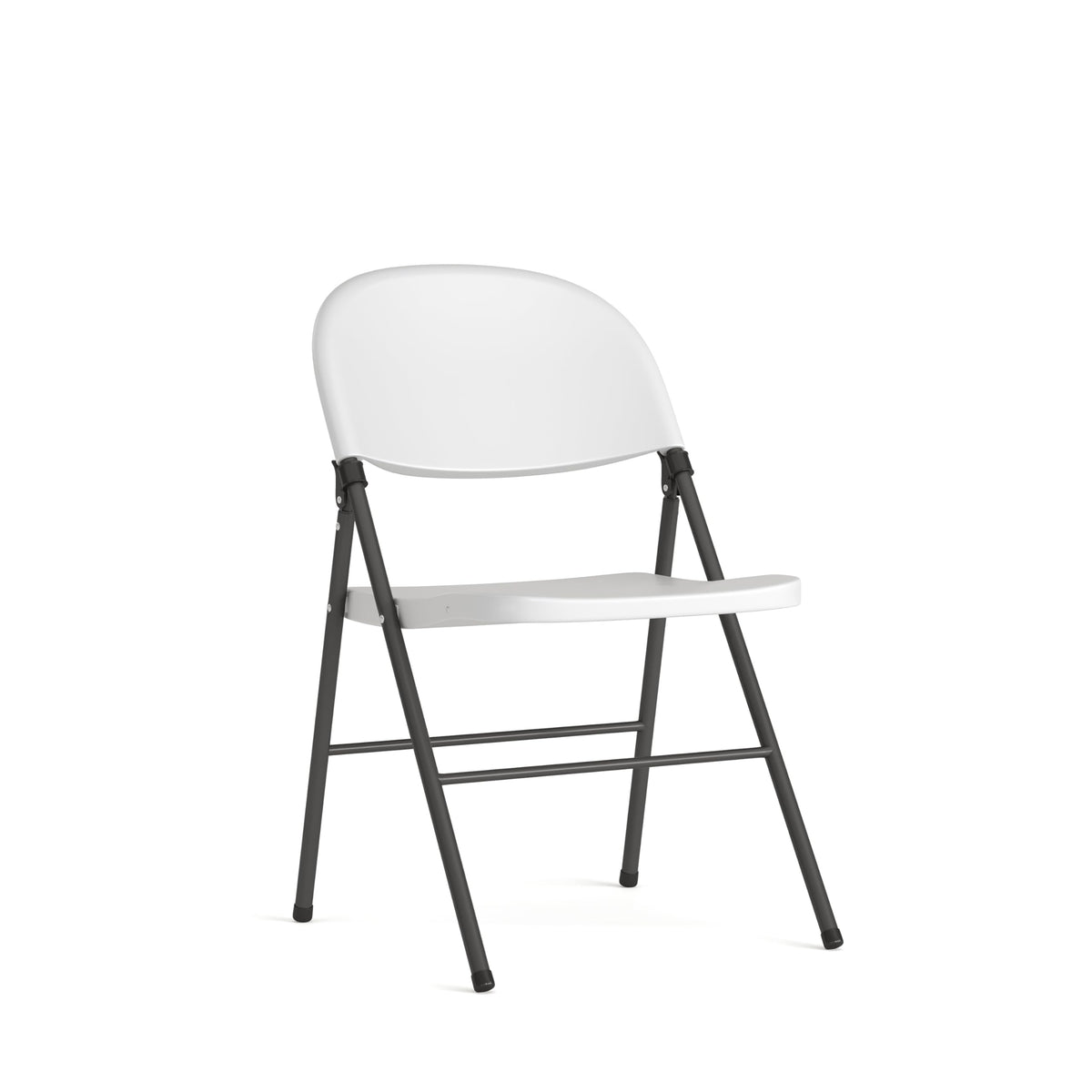 Flash Furniture HERCULES Series 330 lb. Capacity Granite White Plastic Folding Chair with Charcoal Frame