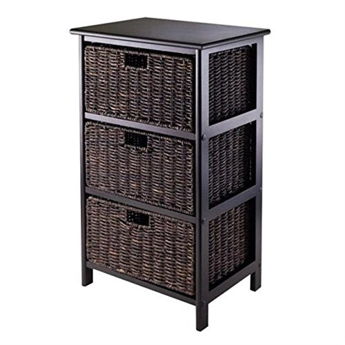Ergode Wood Omaha Storage Rack with 3 Foldable Baskets - Stylish & Practical
