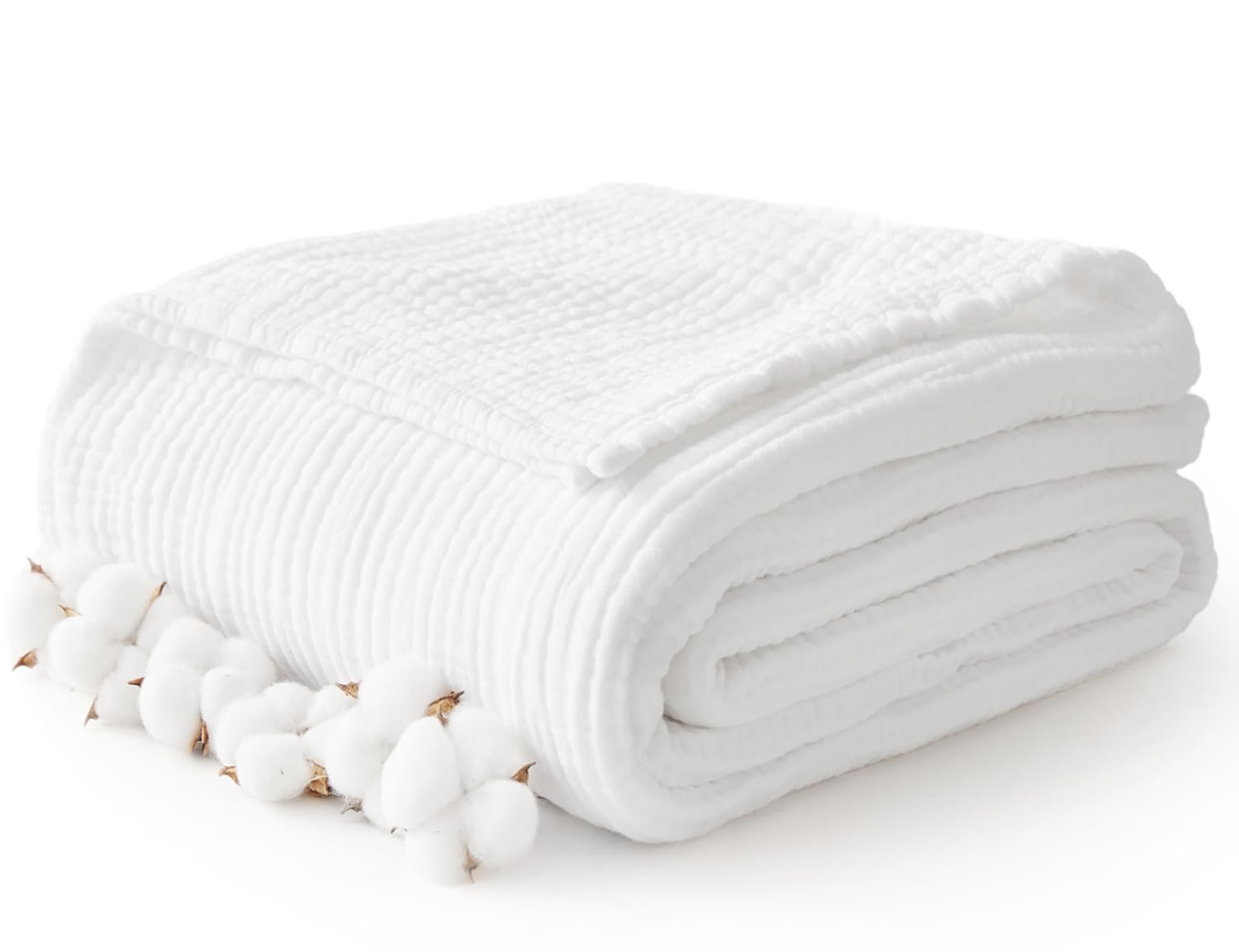 Kozyhvn 100% Cotton Muslin Blanket Large 50  x 70 , 6 Layers Breathable and Lightweight Cotton Blankets for Bed and Couch, Quilt