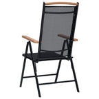 vidaXL Folding Chair 2 Pcs Folding Lawn Chair Aluminum and Textilene Black