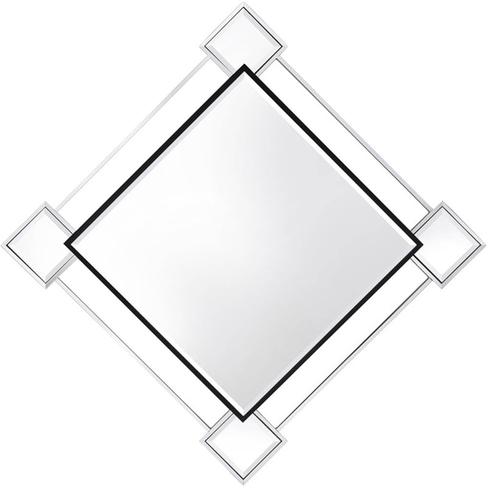 Acme Asbury Metal Frame Wall Accent Mirror In Mirrored And Chrome
