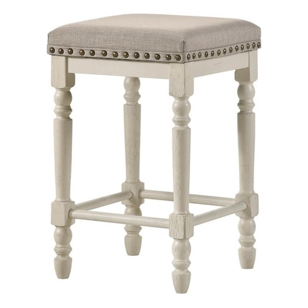 Acme Tasnim Upholstered Counter Height Stool in Oak and Antique White