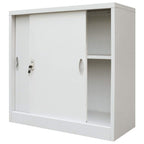 vidaXL Office Cabinet with Sliding Doors Filing Sideboard Storage Cabinet with an Adjustable Shelf Easy Assembly Durable Metal Gray