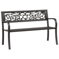 vidaXL Black Patio Bench 49.2" Made of Durable Powder-Coated Steel - Weather-Resistance and Easy Assembly for Garden, Patio, and Outdoor Areas