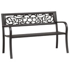 vidaXL Black Patio Bench 49.2" Made of Durable Powder-Coated Steel - Weather-Resistance and Easy Assembly for Garden, Patio, and Outdoor Areas
