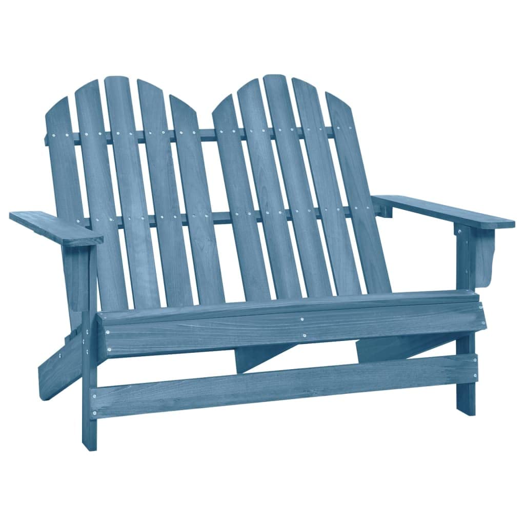 vidaXL 2-Seater Adirondack Garden Chair - Solid Fir Wood - Blue - Patio/Outdoor/Deck Seating - Weather Resistant - Ergonomic Design - Easy Maintenance