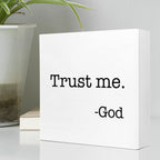 Trust Me God Wooden Sign Desk Decor,Inspirational Christian Wood Block Sign Desk Decorations For Christian Home Bedroom Girls Ro