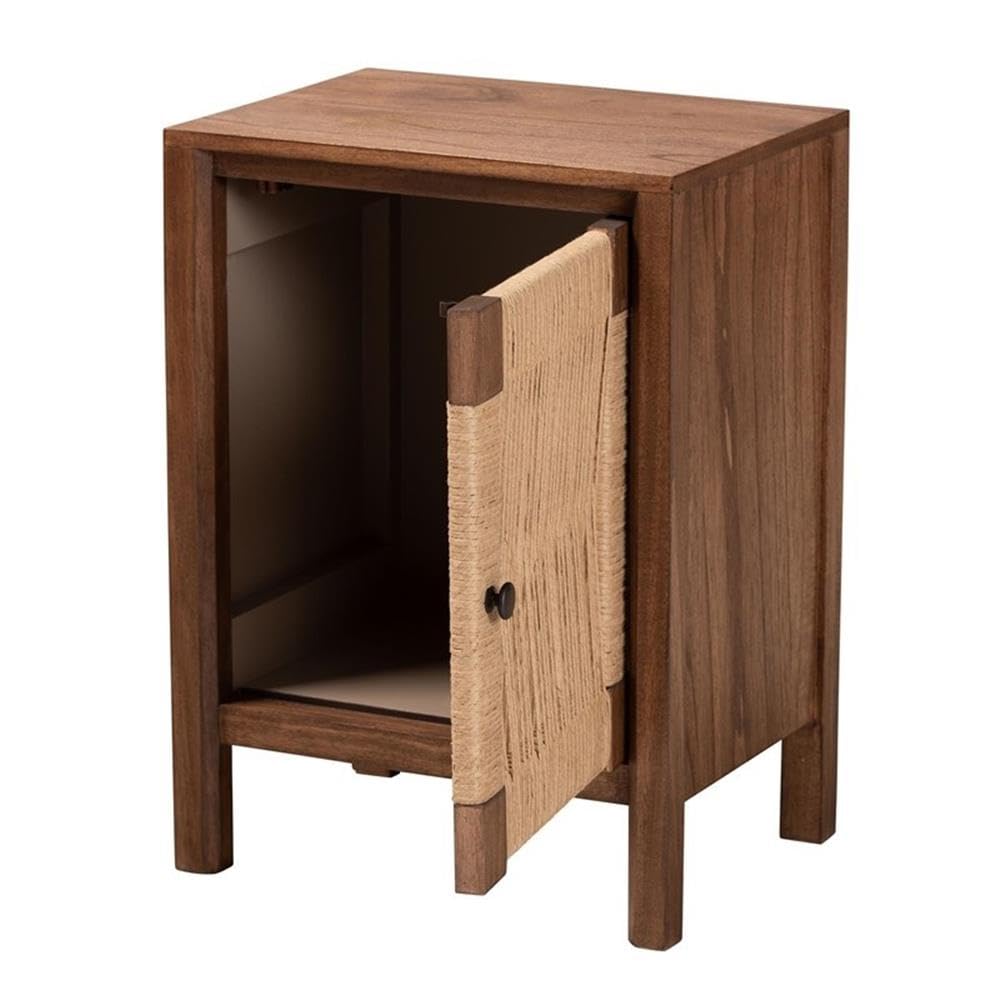 bali & pari Holitz Modern Bohemian Walnut Brown Finished Bayur Wood Nightstand