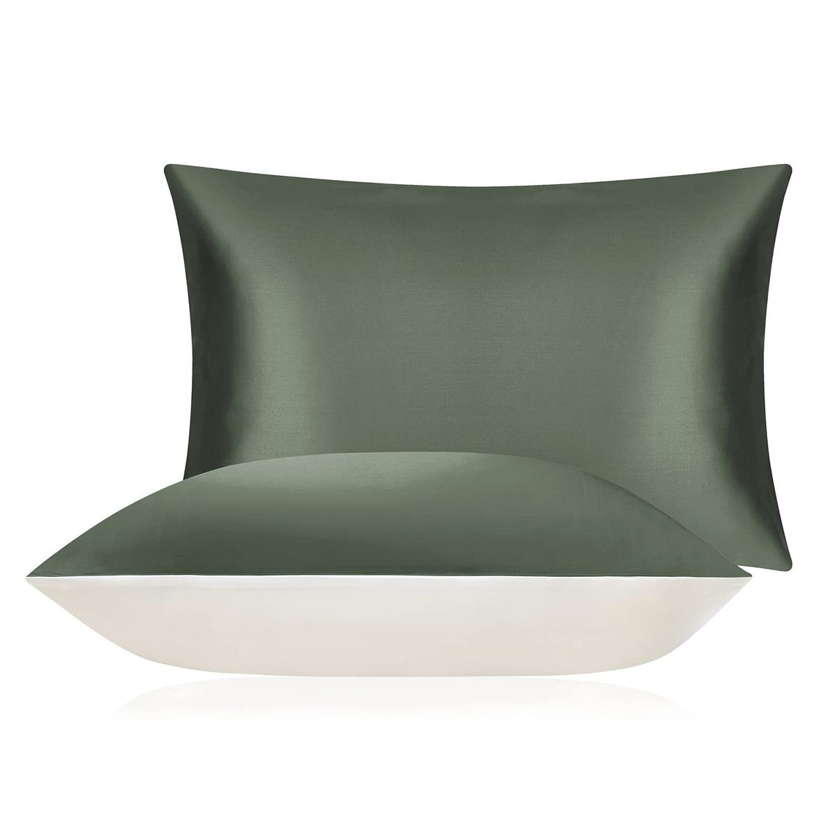 Disangni 100% Mulberry Silk Real Silk Pillowcase, Used For Hair And Skin, Silk Pillowcase One Side (Green, 1 Pack King Size 20'