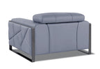 HomeRoots Light Blue Italian Leather Mod Slate Blue Leather and Chrome Deco Accent Chair