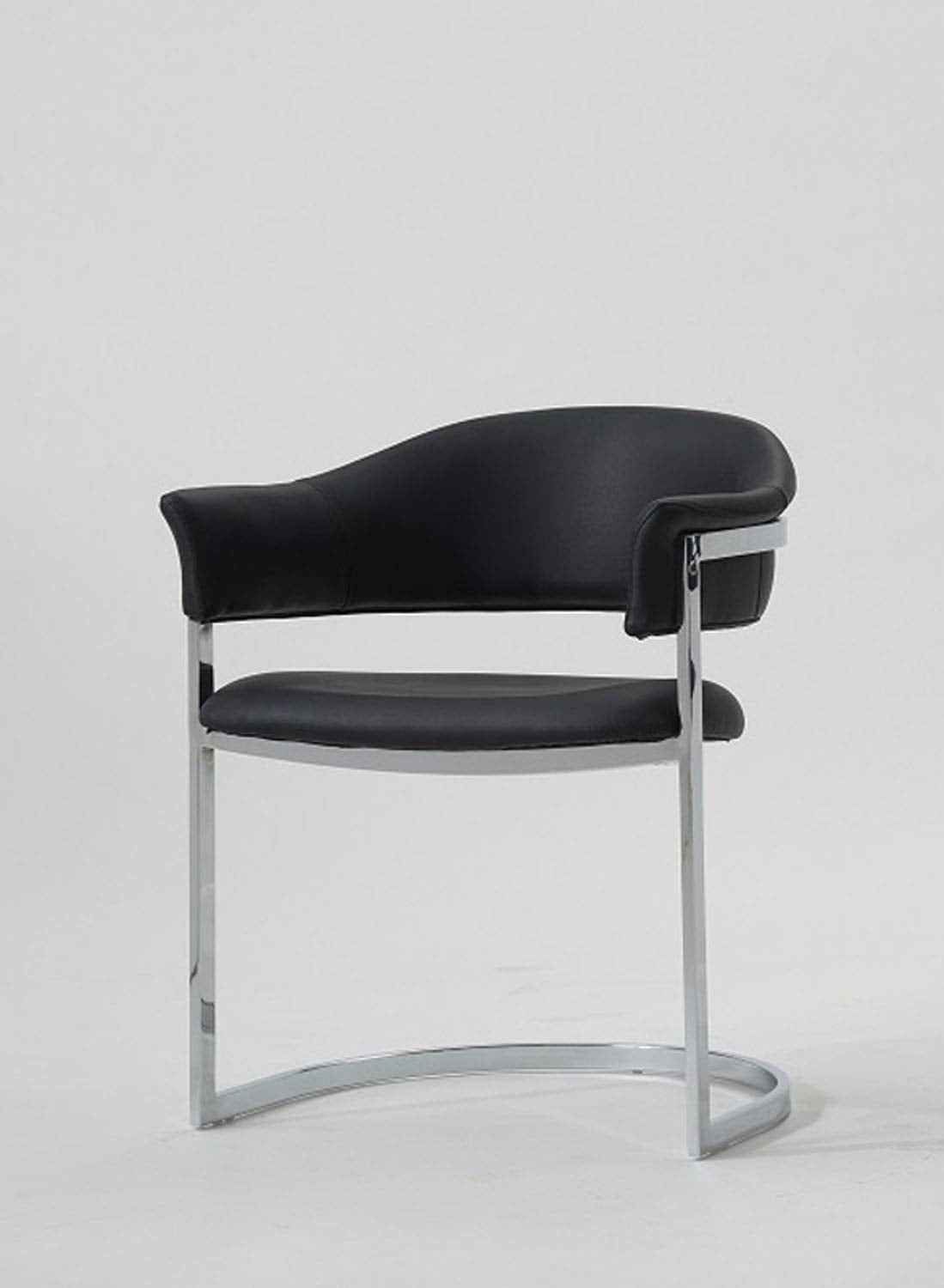 HomeRoots Faux Leather 30 Black Leatherette and Stainless Steel Dining Chair