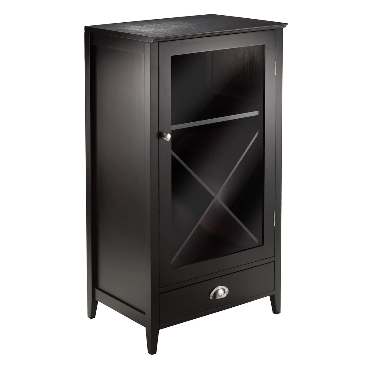 Winsome Bordeaux Modular Wine Cabinet X-Panel, Dark Wood Finish (92442)