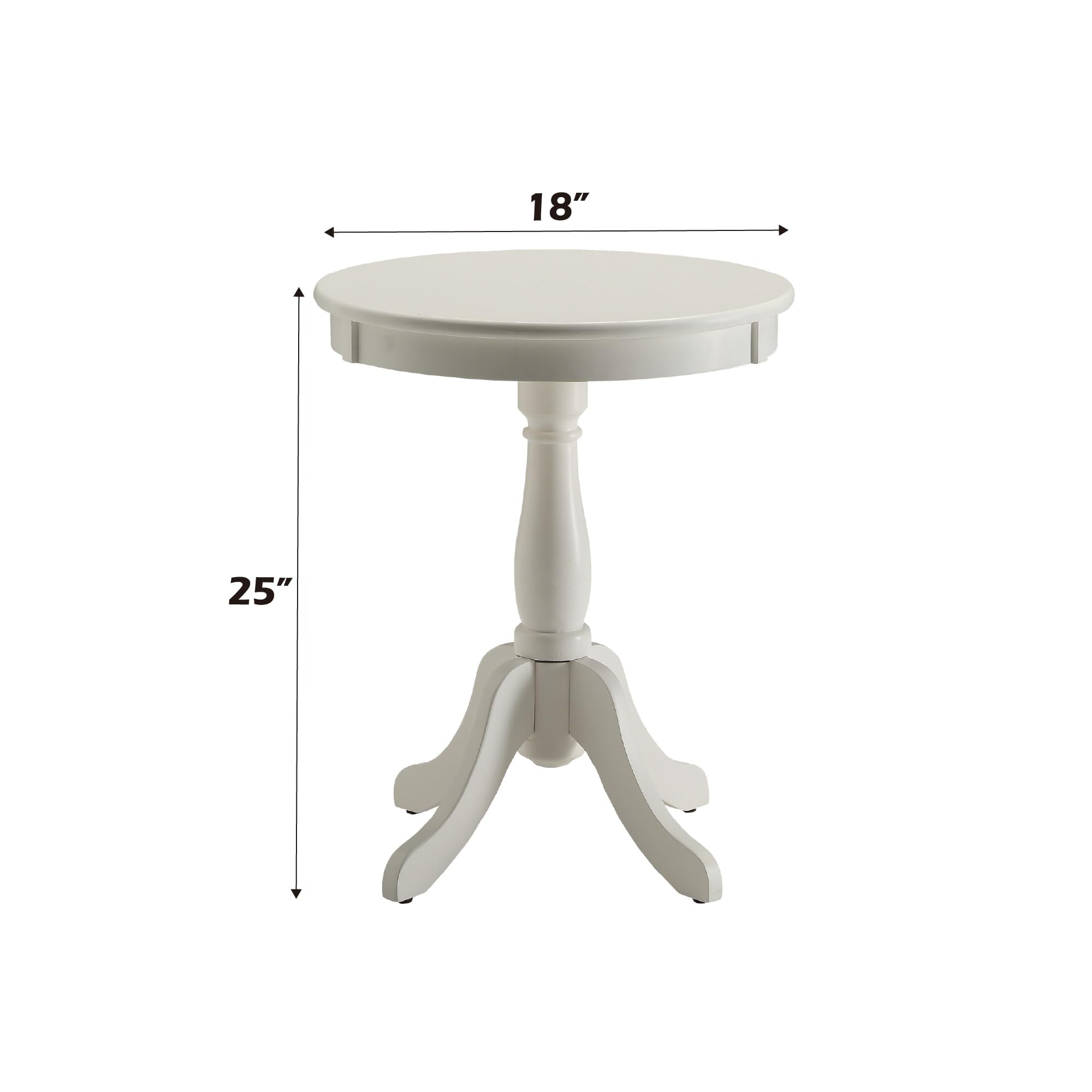 Acme Alger Round Wooden End Table In White
