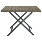 vidaXL Folding Table - Outdoor Garden Furniture, Poly Rattan, Foldable, Gray, Patio/Balcony