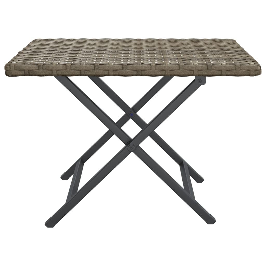 vidaXL Folding Table - Outdoor Garden Furniture, Poly Rattan, Foldable, Gray, Patio/Balcony