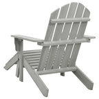 vidaXL Vintage Inspired Patio Chair with Ottoman Set, Solid Hardwood Construction, Durable and Weather-Resistant, Ideal for Outdoor Garden and Patio, Gray