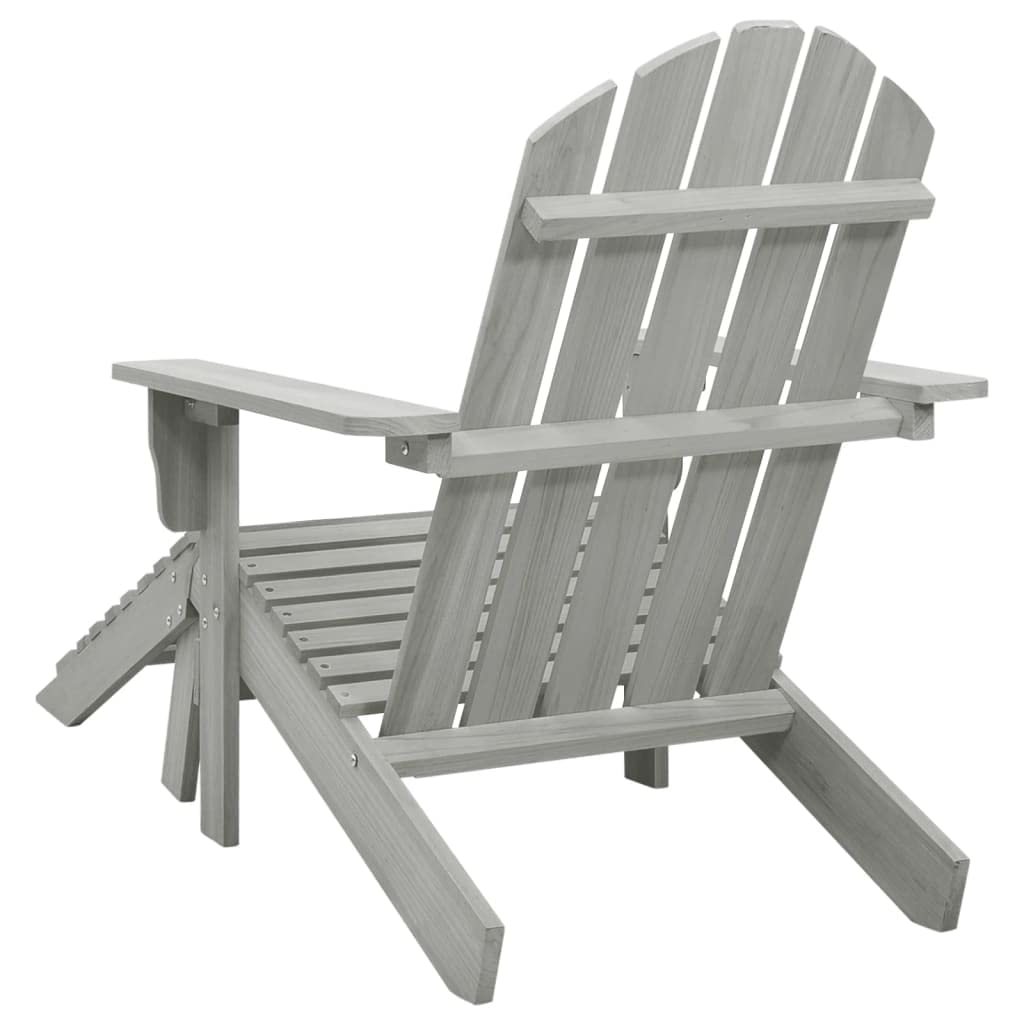 vidaXL Vintage Inspired Patio Chair with Ottoman Set, Solid Hardwood Construction, Durable and Weather-Resistant, Ideal for Outdoor Garden and Patio, Gray
