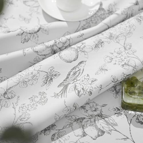 Jinchan 100% Blackout Floral Curtains 96 Inches Long, Printed Flower Grey Blackout Curtains For Bedroom Rod Pocket Back Tab Full Blackout Curtains Thermal Insulated Window Drapes, 2 Panels Gray