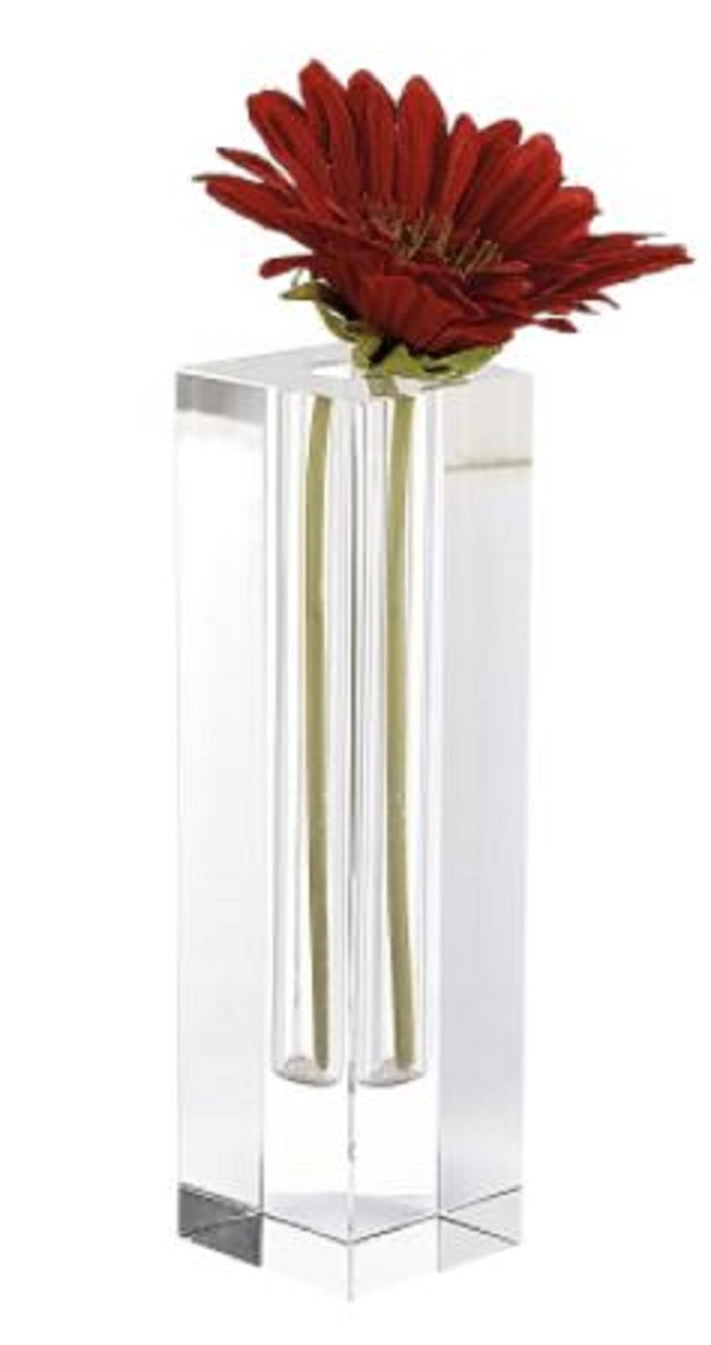 HomeRoots Modern Clear Tall Block Optical Crystal Vase