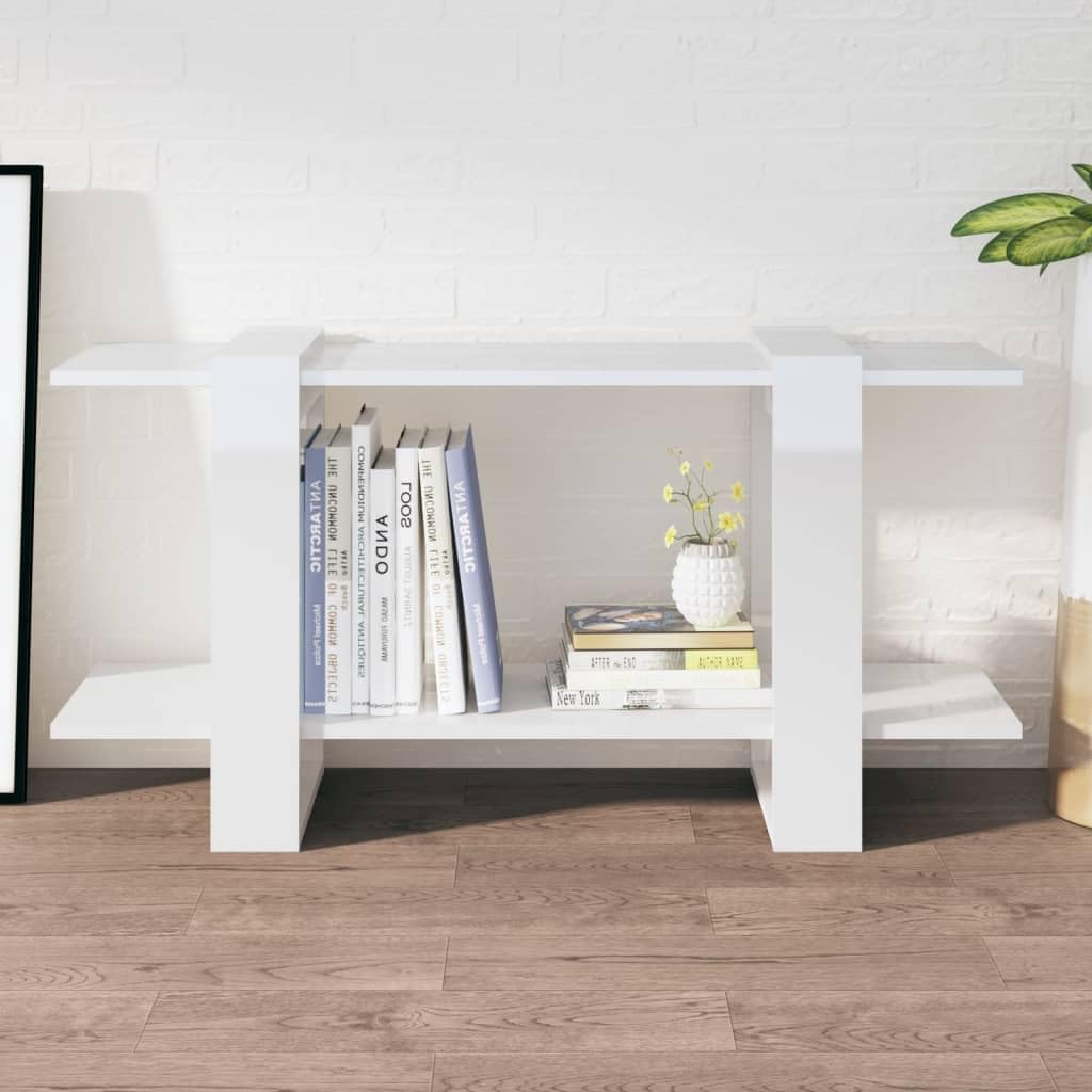 vidaXL Book Cabinet High Gloss White 39.4&quot;x11.8&quot;x20.1&quot; Engineered Wood