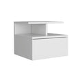 Depot E-Shop Seward Floating Nightstand, Wall Mounted With Single Drawer And 2-Tier Shelf, 12&Quot; H, White, Bedroom