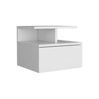 Depot E-Shop Seward Floating Nightstand, Wall Mounted With Single Drawer And 2-Tier Shelf, 12&Quot; H, White, Bedroom