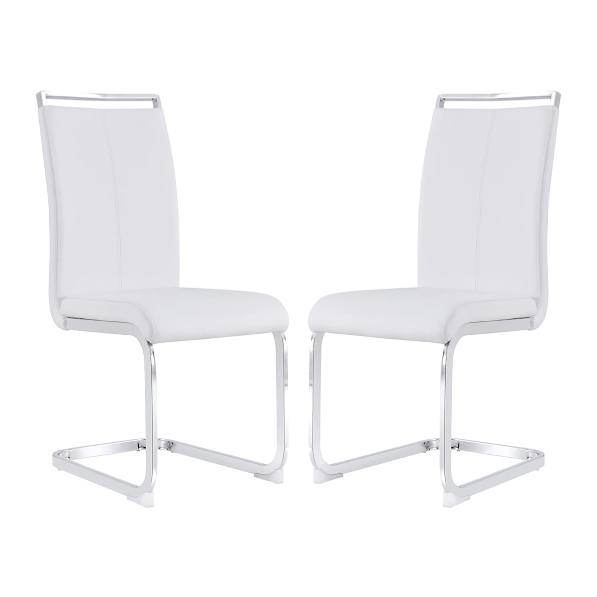 Gopop Dining Chairs Set, Kitchen Modern Metal Chairs With Faux Leather Padded Seat High Back And Sturdy Chrome Legs, Chairs For