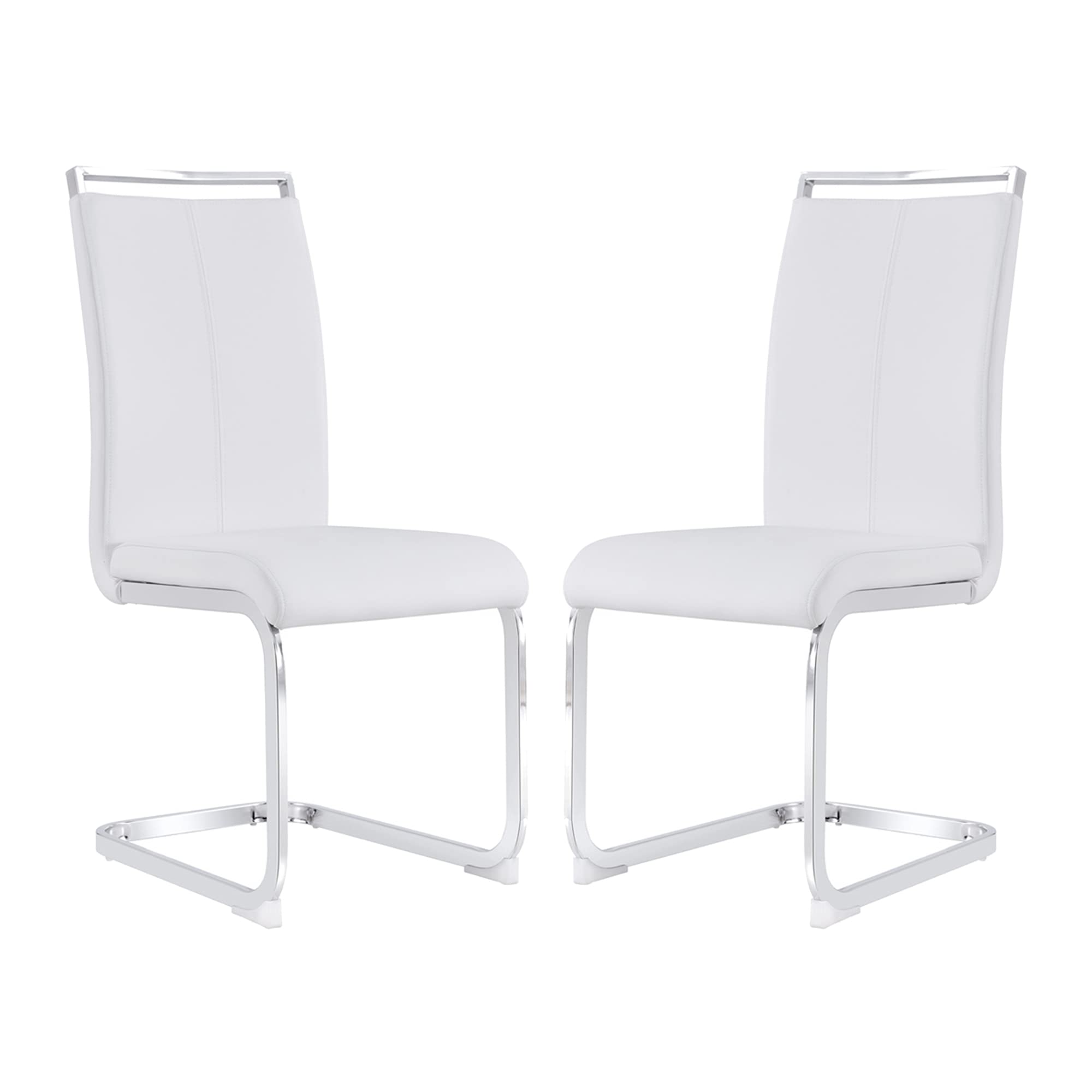 Gopop Dining Chairs Set, Kitchen Modern Metal Chairs With Faux Leather Padded Seat High Back And Sturdy Chrome Legs, Chairs For