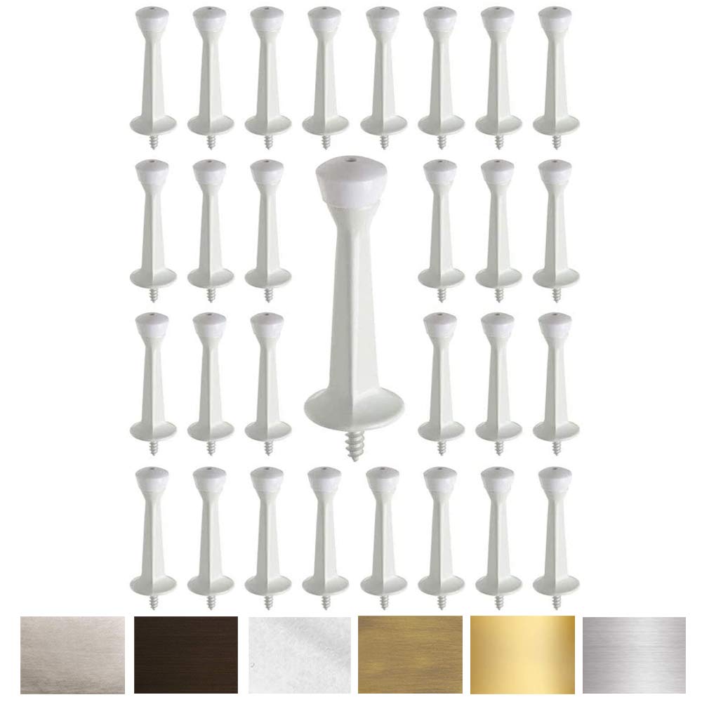 Liberty Premium Door Stop Metal Solid Rigid Door Stopper Brushed 3' (Solid White, 24 Pack)