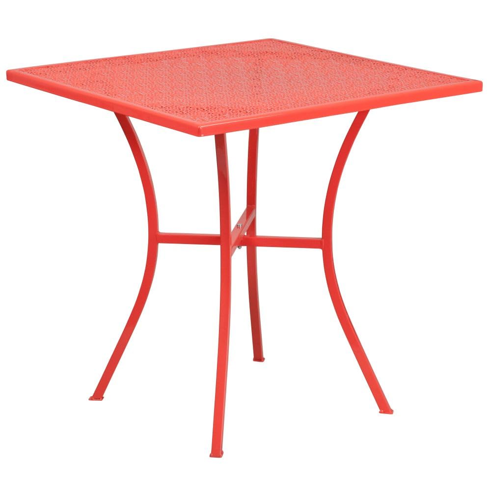 Flash Furniture Oia Commercial Grade 28&quot; Square Coral Indoor-Outdoor Steel Patio Table