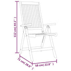 vidaXL Solid Wood Eucalyptus Folding Patio Chairs - Comfortable, Adjustable, and Foldable Outdoor Dining Seating - 8 Piece Set - Brown