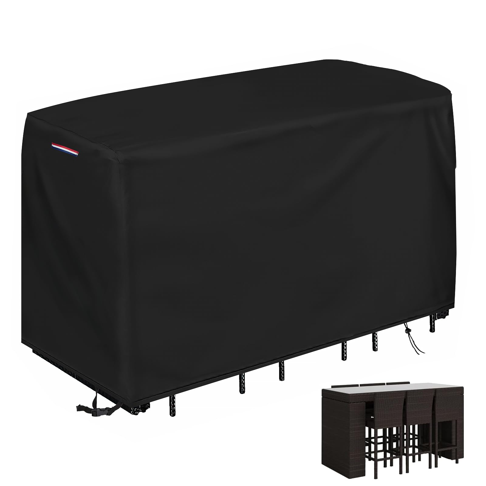 Loenel Outdoor Bar Height Dining Set Cover, Heavy Duty Waterproof Patio Bar Height Table And Chair Cover For Rectangular 76'L T