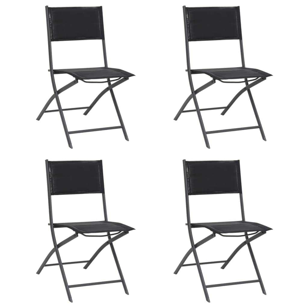 vidaXL Folding Garden Chairs Set of 4 Steel and Textilene