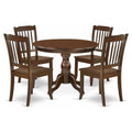 East West Furniture HBDA5-MAH-W 5 Piece Dining Set Includes a Round Dining Table with Pedestal and 4 Kitchen Chairs, 42x42 Inch,