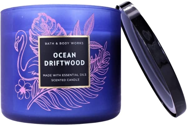 Bath & Body Works, White Barn 3-Wick Candle w/Essential Oils - 14.5 oz - 2022 Spring Scents! (Ocean Driftwood)