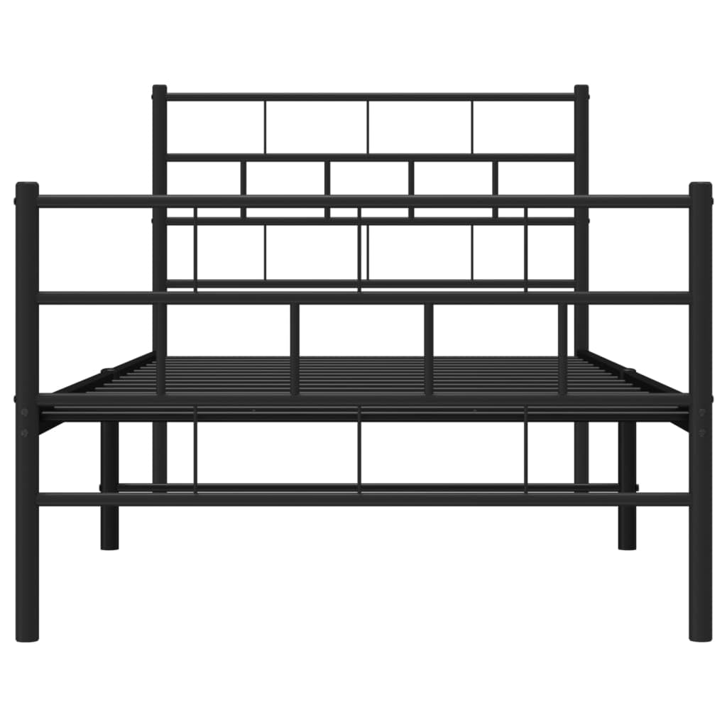 vidaXL 12-Inch Black Metal Twin XL Bed Frame with Headboard & Footboard, Heavy-Duty Slats Support with Under-Bed Storage for Modern Bedroom, No Box Spring Needed & Easy Assembly, No Mattress