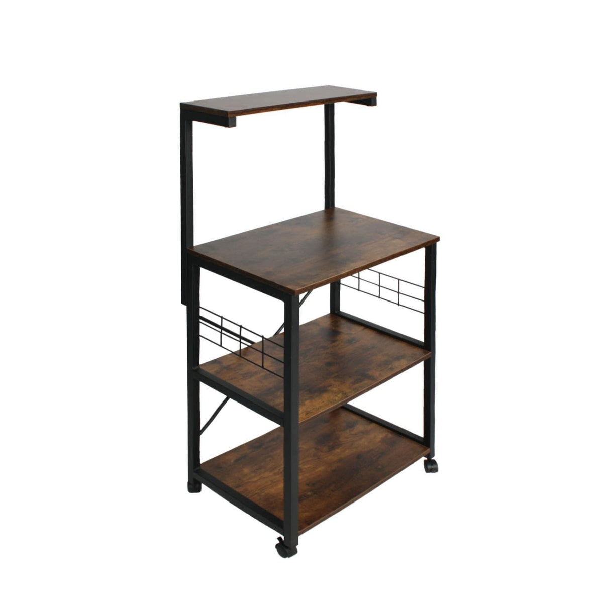 Better Home Products Wooden Mobile Microwave Stand Cart in Brown, (RHS-908J)