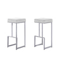 Best Master Furniture Dorrington Velvet Backless Bar Stool in White/Silver (Set of 2)