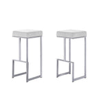 Best Master Furniture Dorrington Velvet Backless Bar Stool in White/Silver (Set of 2)