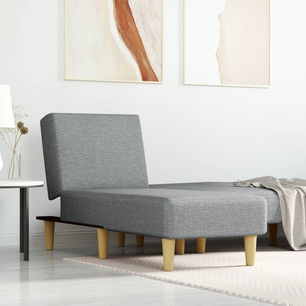 vidaXL Modern Light Gray Reclining Chaise Longue - Fabric and Plywood Construction, Foam-Filled, Easy Maintenance