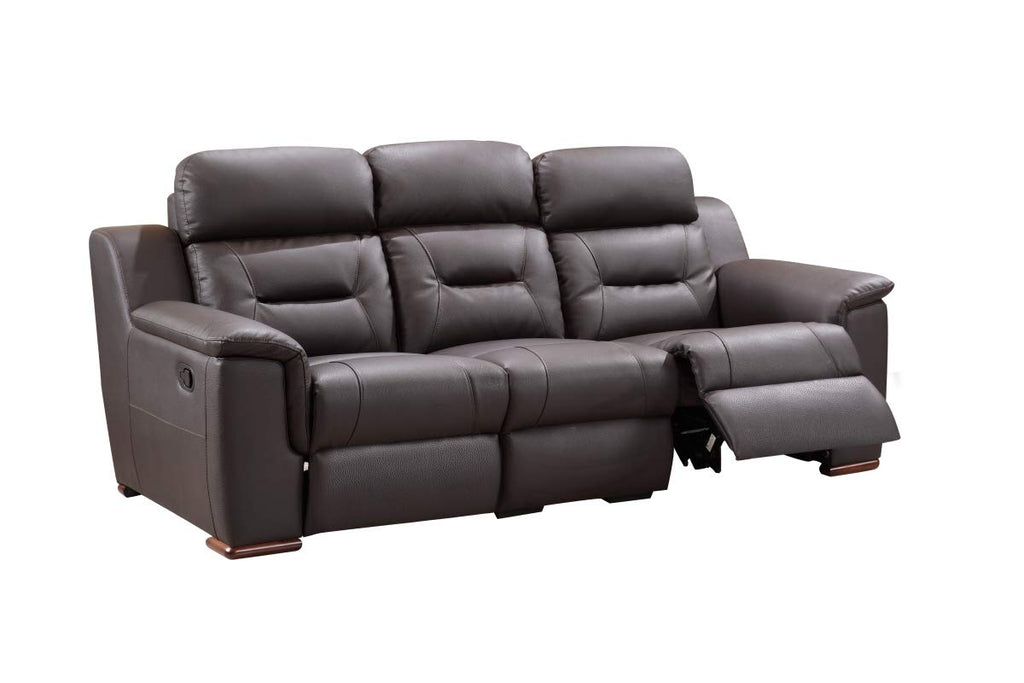 HomeRoots Decor 90-inch X 41-inch X 41-inch Modern Brown Leather Reclining Sofa