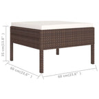 vidaXL 9-Piece Outdoor Patio Lounge Set with Cushions - Brown Poly Rattan, Includes 4 Middle Sofas, 3 Corner Sofas, Footrest and Table - Weather-Resistant PE and Powder-Coated Steel Frame