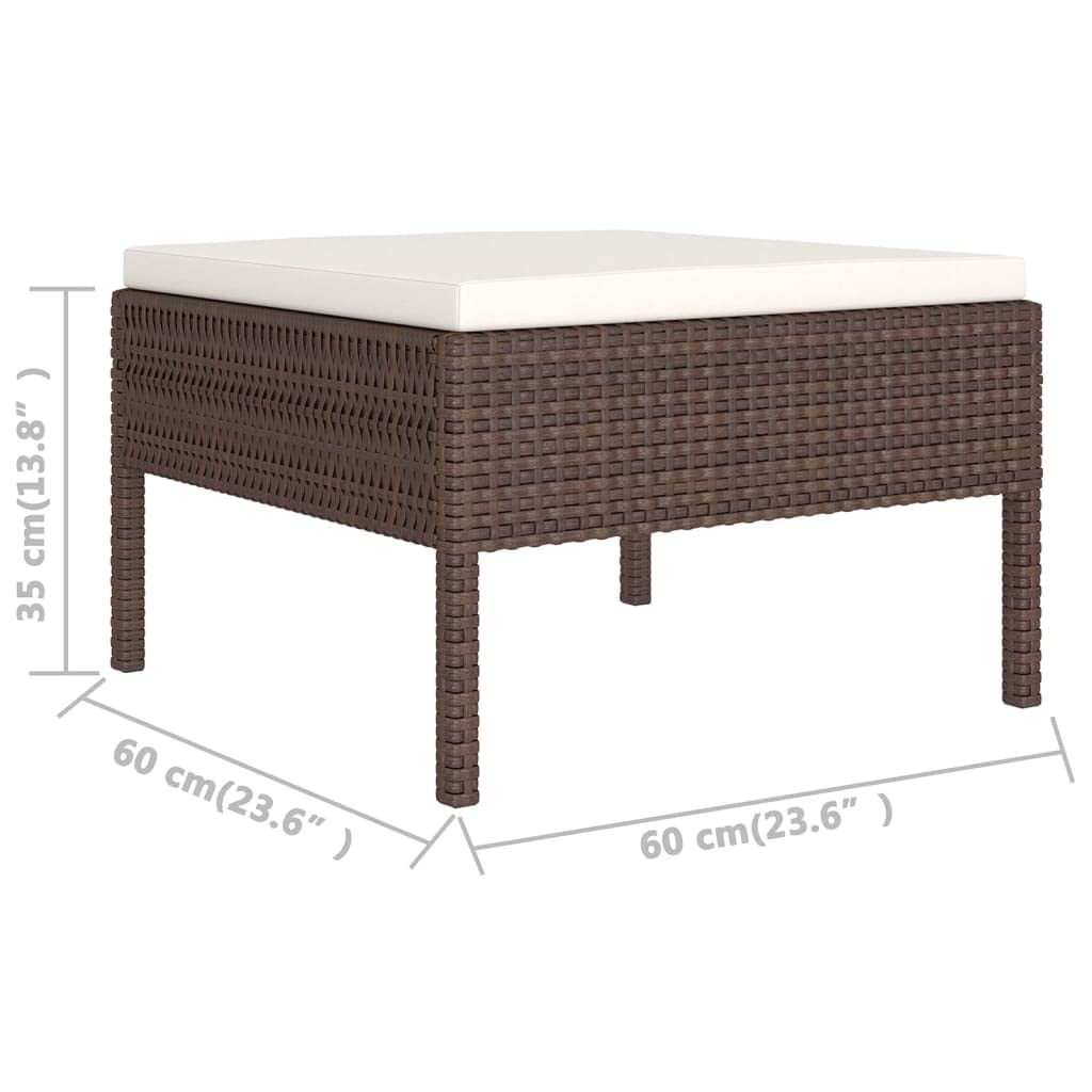 vidaXL 9 Piece Patio Lounge Set - Poly Rattan, Brown - Weather-Resistant with Cushions, Easy Assembly, Garden Furniture for Relaxing, Family Gatherings