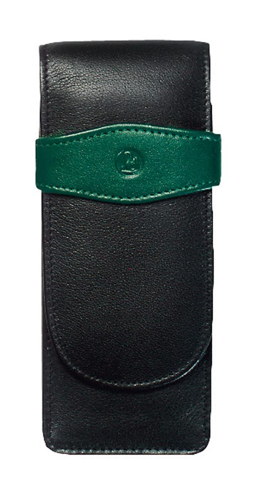 Pelikan 3-Pen Leather Pouch, Black/Green, 1 Each (924092)