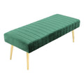 Pangea Home Gold Hilda 17" Modern Velvet Upholstered Bench In Green