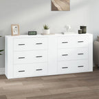vidaXL 2x Sideboards Living Room Furniture Cupboard Storage Cabinet Highboard Home Organiser Sideboard Cabinet White Engineered Wood, Medium, 3185407