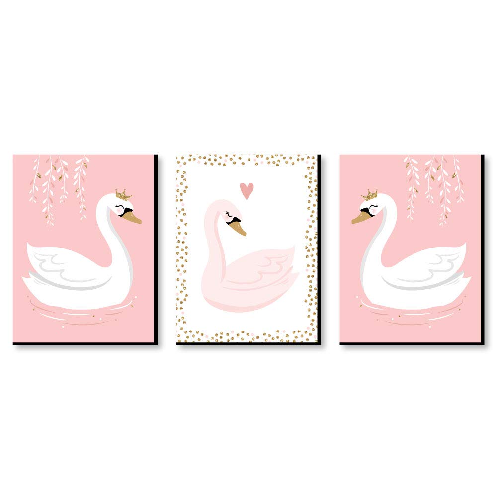 Big Dot of Happiness Swan Soiree - White Swan Nursery Wall Art and Kids Room Decorations - Gift Ideas - 7.5 x 10 inches - Set of