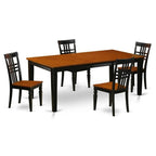 East West Furniture QULG5-BCH-W 5 Piece Kitchen Table Set for 4 Includes a Rectangle Dining Room Table with Butterfly Leaf and 4 Solid Wood Seat Chairs, 40x78 Inch, Black & Cherry