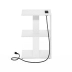 Furinno Boyate Open Storage Sofa Side Table, End Table with USB and Type-C Charging Port, White